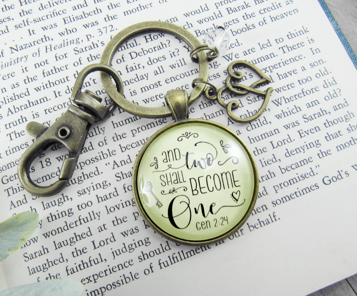 Marriage Womens Keychain Two Shall Become One Bridal Shower Wedding Gift - Gutsy Goodness Handmade Jewelry