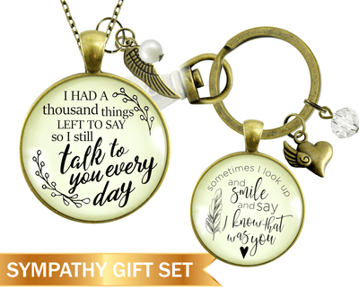Sympathy Jewelry Bundle Set of 2 | Thousand Things Neckl | Sometimes I Look Up Keychain - Gutsy Goodness Handmade Jewelry