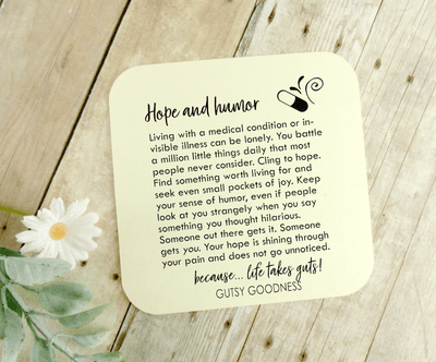 Gutsy Goodness Invisible Illness Necklace Awareness Ribbon Hope Jewelry Charm - Gutsy Goodness Handmade Jewelry