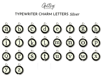 Typewriter Letters & Punctuation Glass Vintage Style Personalization Charms  Charm - Gutsy Goodness Handmade Jewelry