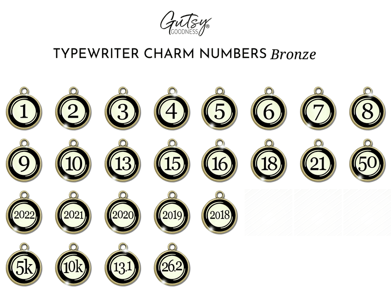 Typewriter Numbers & Dates Glass Vintage Style Personalization Charms  Charm - Gutsy Goodness Handmade Jewelry