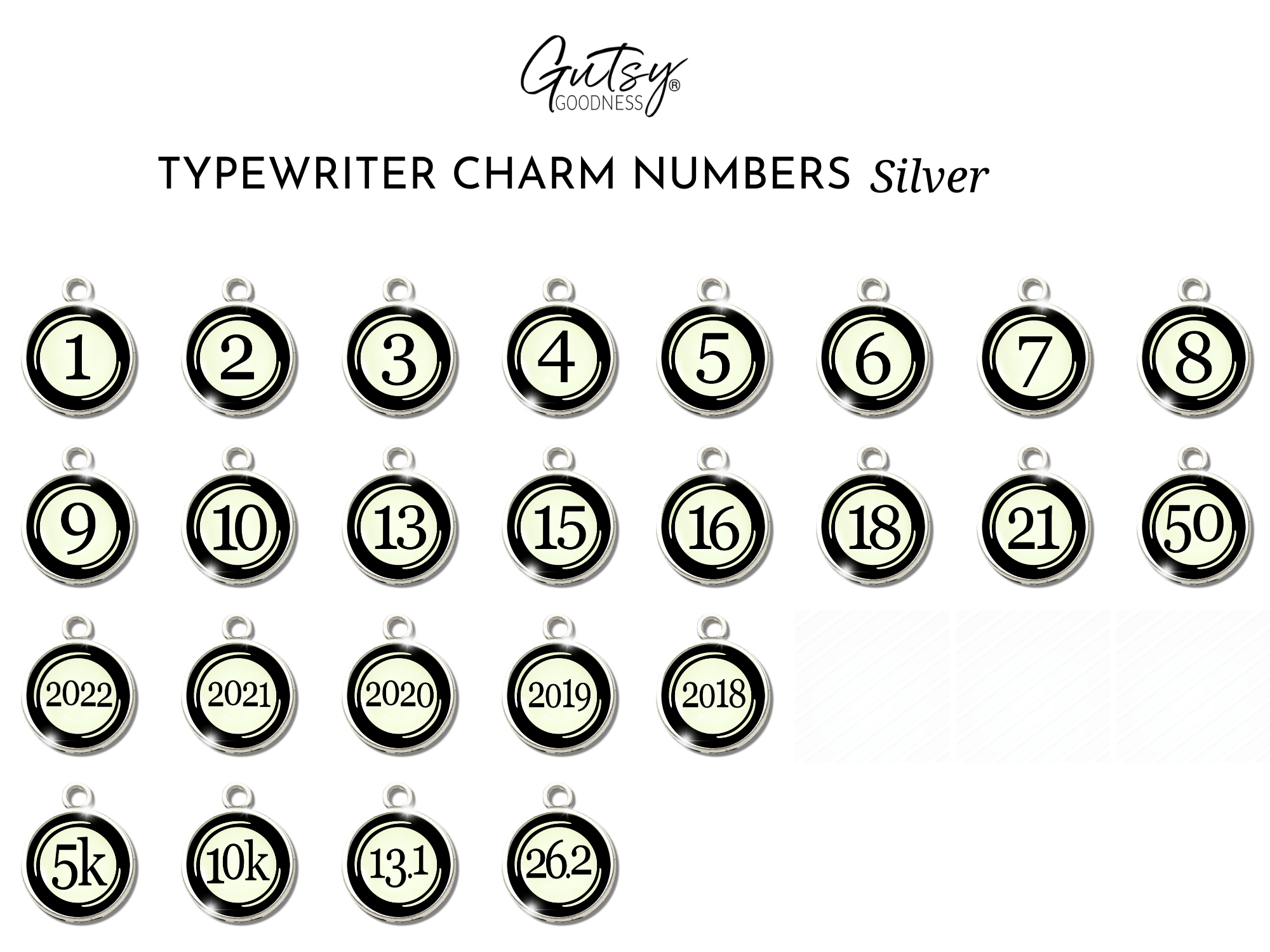 Typewriter Numbers & Dates Glass Vintage Style Personalization Charms  Charm - Gutsy Goodness Handmade Jewelry
