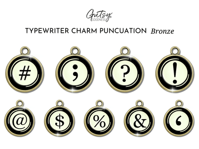 Typewriter Letters & Punctuation Glass Vintage Style Personalization Charms  Charm - Gutsy Goodness Handmade Jewelry