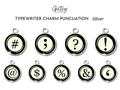 Typewriter Letters & Punctuation Glass Vintage Style Personalization Charms  Charm - Gutsy Goodness Handmade Jewelry