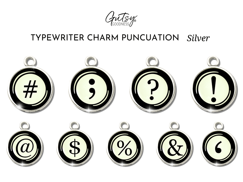 Typewriter Letters & Punctuation Glass Vintage Style Personalization Charms  Charm - Gutsy Goodness Handmade Jewelry