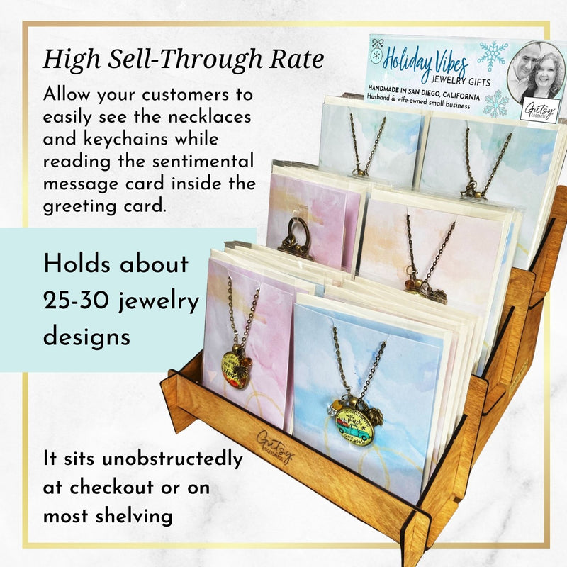 Gutsy Goodness Display Shelving Handmade Baltic Birch Wood 3-Tier Angled Shelf Jewelry Greeting Card Promotion  Display - Gutsy Goodness Handmade Jewelry