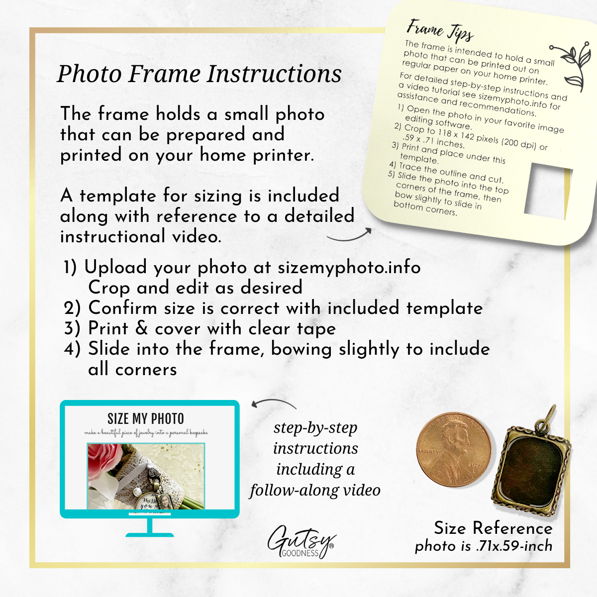 Bronze Photo Frame Charm | Gutsy Goodness - Gutsy Goodness
