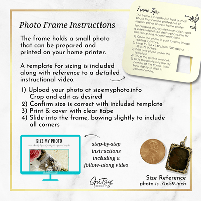 Bridal Bouquet Photo Charm Brother Beside White Wedding Memorial Picture Frame Jewel - Gutsy Goodness Handmade Jewelry Gifts