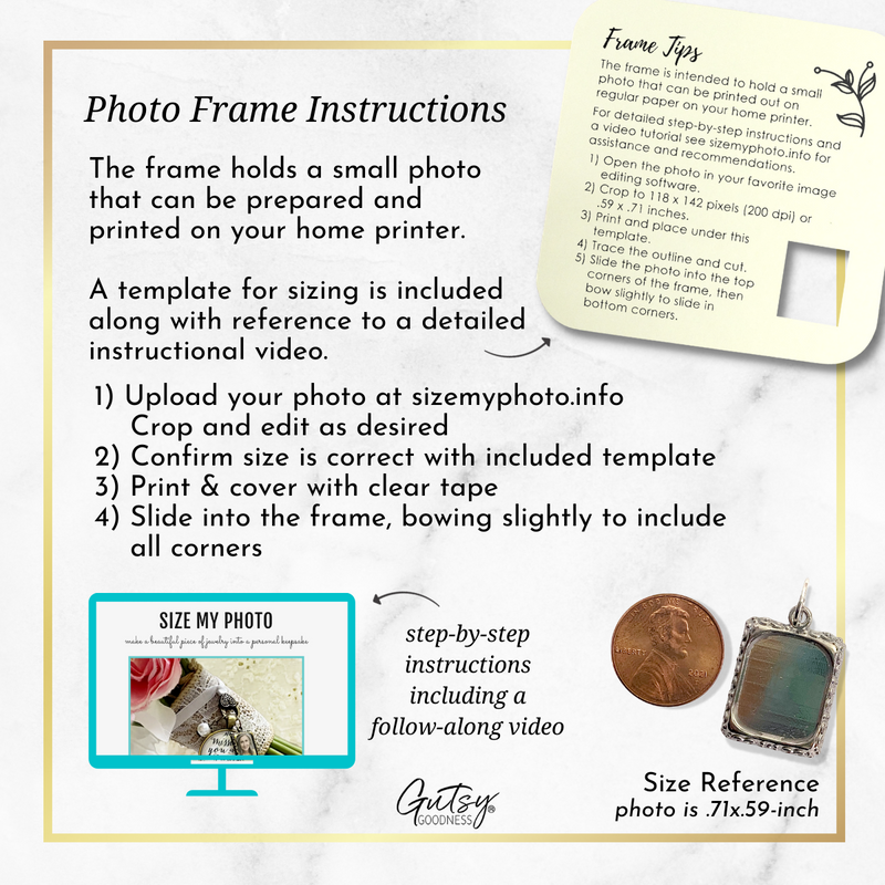 Silver Photo Frame Charm | Gutsy Goodness - Gutsy Goodness Handmade Jewelry