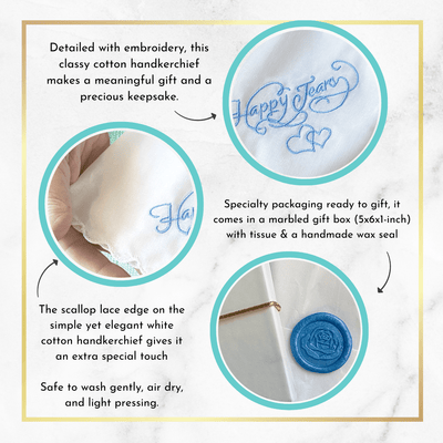 Sentimental Happy Tears Bundle Handkerchief Embroidered Only Cried a Little Pin Gift Packaging Special Occasion Keepsake   - Gutsy Goodness Handmade Jewelry