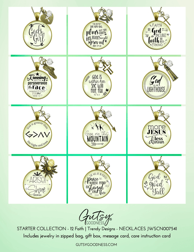 Starter Pack Faith Trendy Collection Handmade Necklaces Assortment Kit Christian Inspirational12 Individual Gift Boxes - Gutsy Goodness