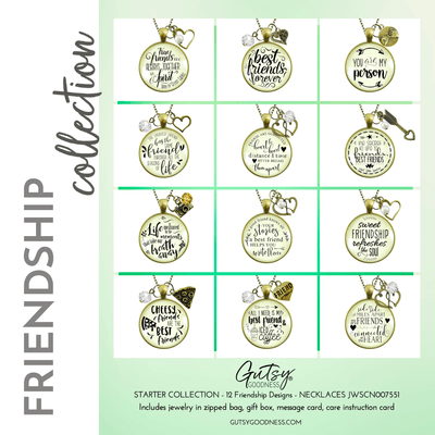Starter Pack Friendship Collection Handmade Necklaces Assortment Kit BFF Long Distance Gal Pals 12 Individual Gift Boxes - Gutsy Goodness