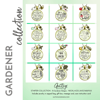 Starter Pack Gardening Collection Handmade Necklaces Assortment Kit Gardener Nature Outdoors 12 Individual Gift Boxes - Gutsy Goodness
