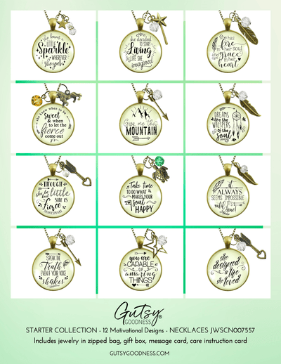 Starter Pack Motivation Collection Handmade Necklaces Assortment Kit Boho Inspired 12 Individual Gift Boxes - Gutsy Goodness