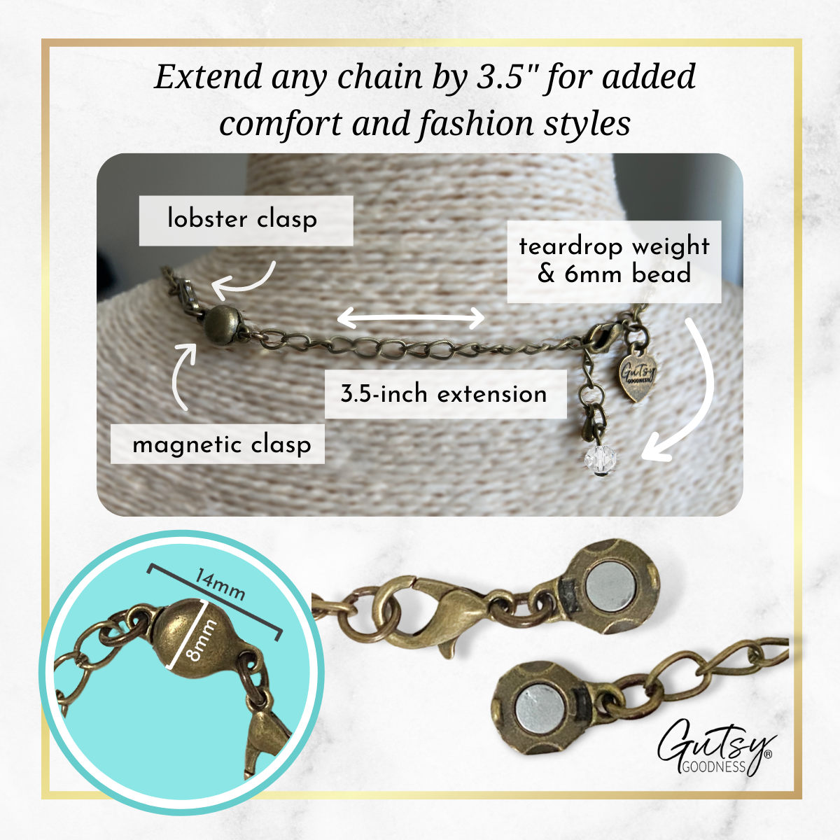 Magnetic Chain Extender - Add 3.5 Inches - Gutsy Goodness