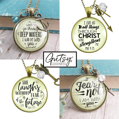 Starter Pack Faith Best Sellers Collection Handmade Necklaces Assortment Kit Bible Verse Spiritual - 12 Individual Gift Boxes - Gutsy Goodness