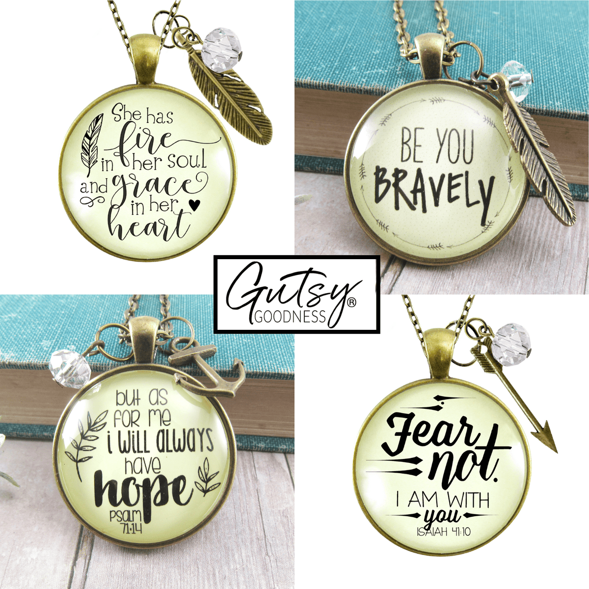 Starter Pack Brave Collection Handmade Necklaces Assortment Kit Hope Courage Faith Base 12 Individual Gift Boxes - Gutsy Goodness