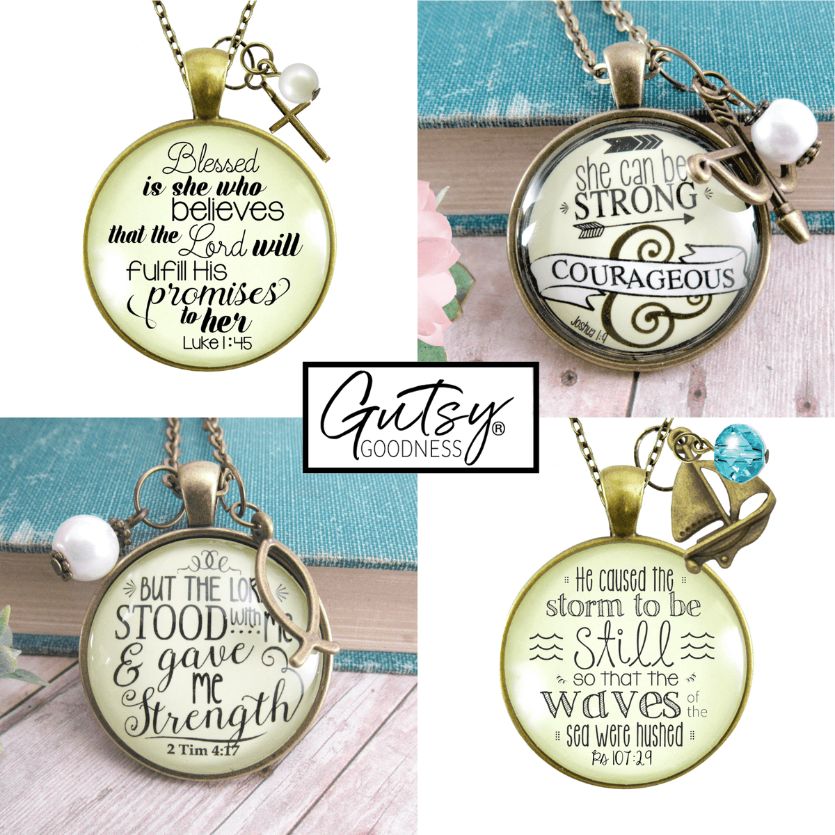 Starter Pack Faith Collection Handmade Necklaces Assortment Kit Encouragement Scripture Theme 12 Individual Gift Boxes - Gutsy Goodness
