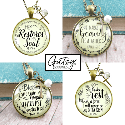 Starter Pack Faith Collection Handmade Necklaces Assortment Kit Encouragement Scripture Theme 12 Individual Gift Boxes - Gutsy Goodness