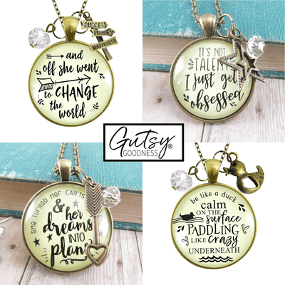 Starter Pack Motivational Boss Girl Collection Handmade Necklaces Assortment Kit Trendy 12 Individual Gift Boxes - Gutsy Goodness