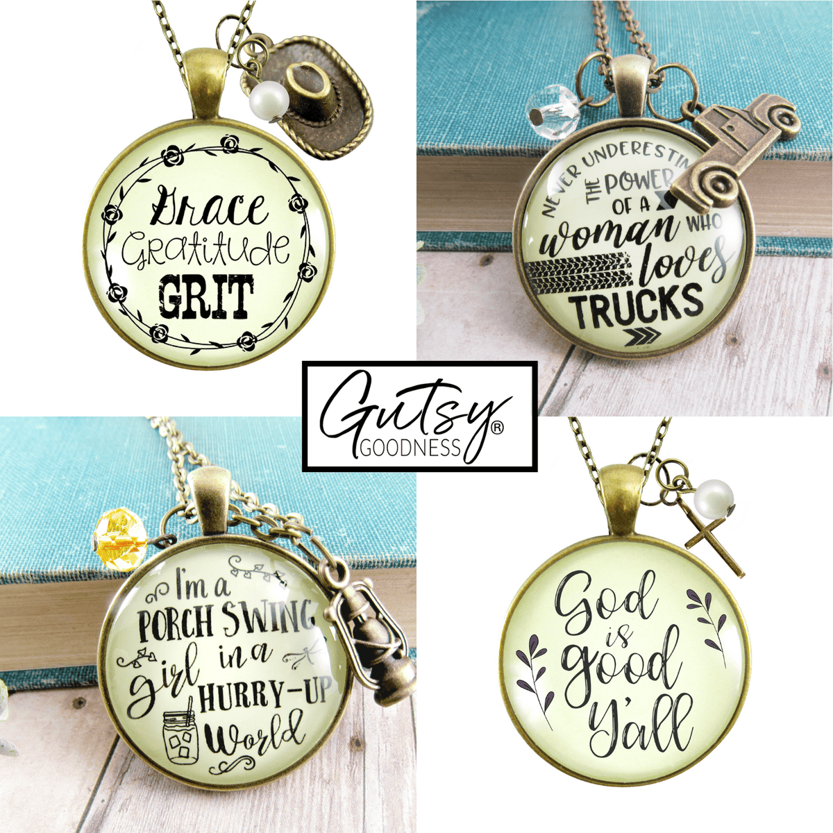 Starter Pack Southern Sayings Collection Handmade Necklaces Assortment Kit Southern Charm12 Individual Gift Boxes - Gutsy Goodness