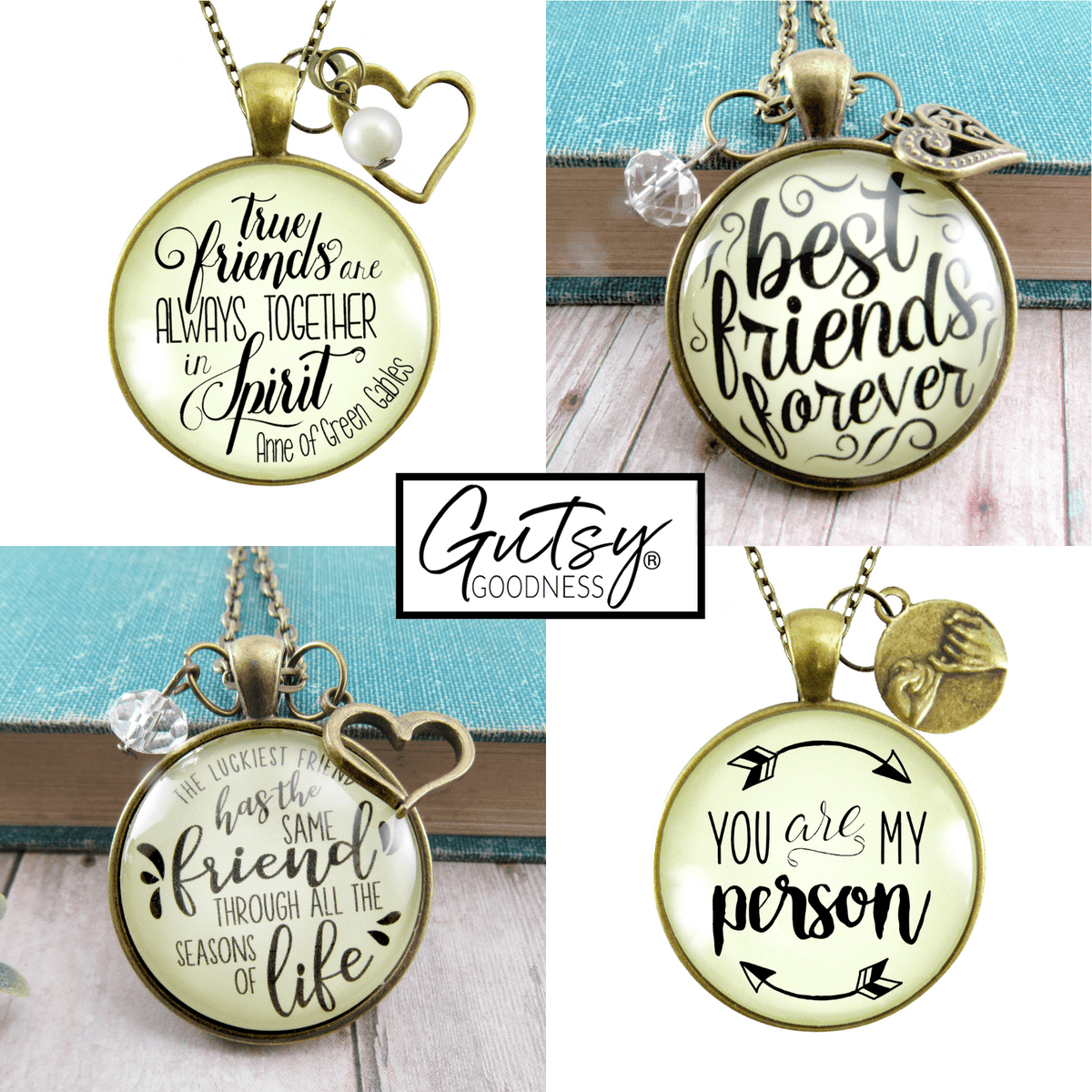 Starter Pack Friendship Collection Handmade Necklaces Assortment Kit BFF Long Distance Gal Pals 12 Individual Gift Boxes - Gutsy Goodness