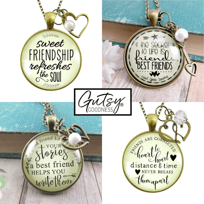 Starter Pack Friendship Collection Handmade Necklaces Assortment Kit BFF Long Distance Gal Pals 12 Individual Gift Boxes - Gutsy Goodness