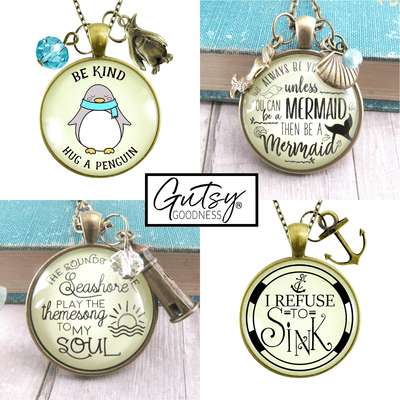 Starter Pack Ocean Beach Collection Handmade Necklaces Assortment Kit Sea Mermaid 12 Individual Gift Boxes - Gutsy Goodness