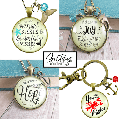 Starter Pack Ocean Beach Collection Handmade Necklaces Assortment Kit Sea Mermaid 12 Individual Gift Boxes - Gutsy Goodness