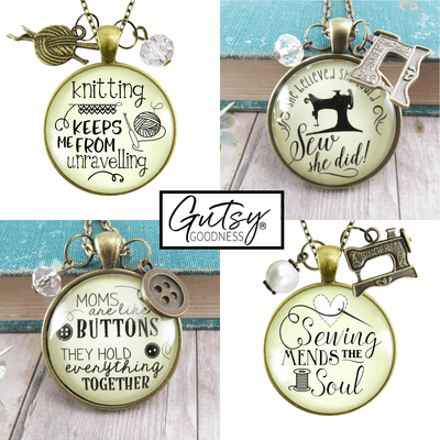 Starter Pack Seamstress Collection Handmade Necklaces Assortment Kit Knit Quilt Sewing 12 Individual Gift Boxes - Gutsy Goodness