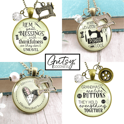 Starter Pack Seamstress Collection Handmade Necklaces Assortment Kit Knit Quilt Sewing 12 Individual Gift Boxes - Gutsy Goodness