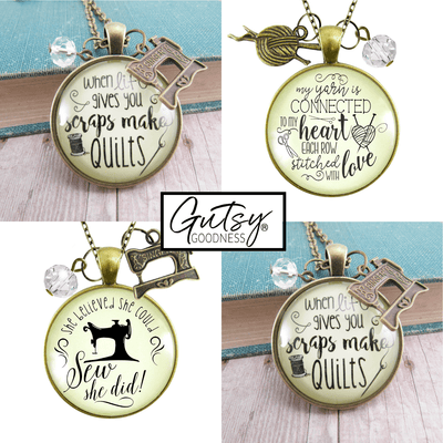 Starter Pack Seamstress Collection Handmade Necklaces Assortment Kit Knit Quilt Sewing 12 Individual Gift Boxes - Gutsy Goodness