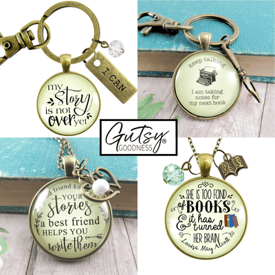 Starter Pack Reader Writer Collection Handmade Necklaces Assortment Kit Author Swag 12 Individual Gift Boxes - Gutsy Goodness