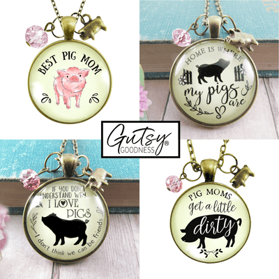 Starter Pack Farm Animals Collection Handmade Jewelry Assortment Kit Pigs Chicken Goats Necklaces 12 Individual Gift Boxes - Gutsy Goodness