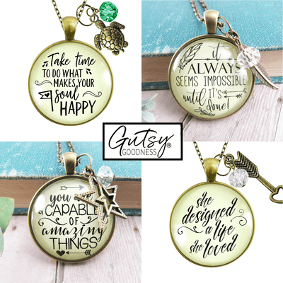 Starter Pack Motivation Collection Handmade Necklaces Assortment Kit Boho Inspired 12 Individual Gift Boxes - Gutsy Goodness