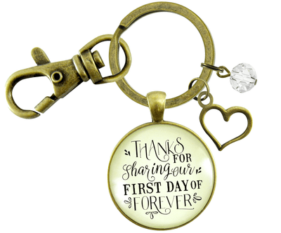 Wedding Officiant Gift Keychain Thanks For Sharing Our Day Rustic Heart Charm - Gutsy Goodness Handmade Jewelry