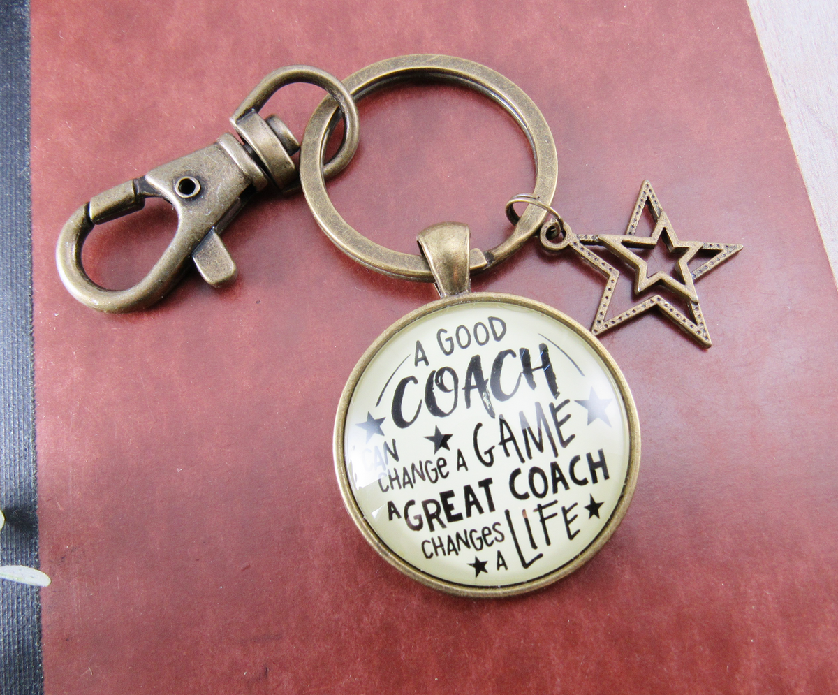 Coaching Keychain Any Sport Great Coach Changes Life Thank You Gift Men Women - Gutsy Goodness Handmade Jewelry