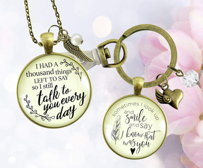 Sympathy Jewelry Bundle Set of 2 | Thousand Things Neckl | Sometimes I Look Up Keychain - Gutsy Goodness Handmade Jewelry