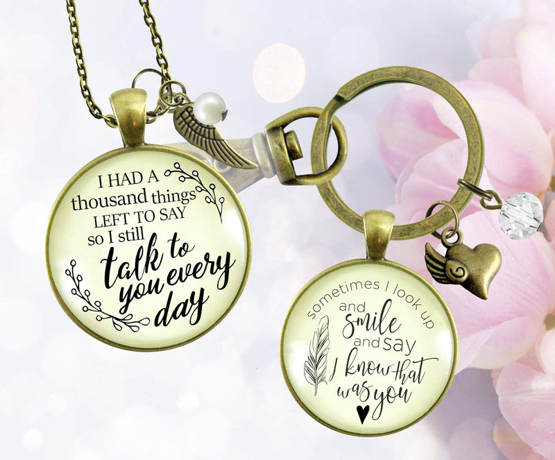 Sympathy Jewelry Bundle Set of 2 | Thousand Things Neckl | Sometimes I Look Up Keychain - Gutsy Goodness Handmade Jewelry