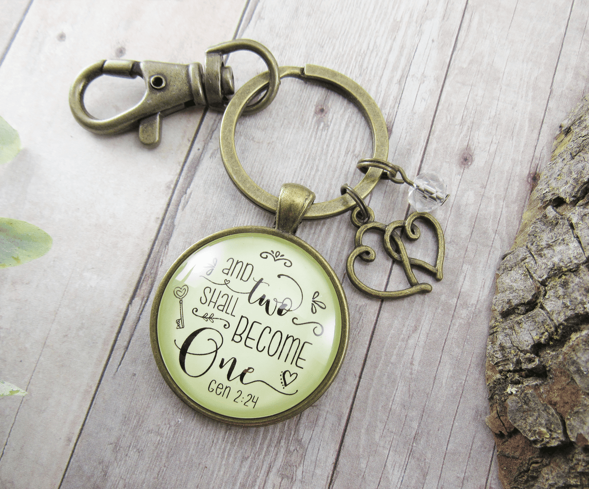Marriage Womens Keychain Two Shall Become One Bridal Shower Wedding Gift - Gutsy Goodness Handmade Jewelry
