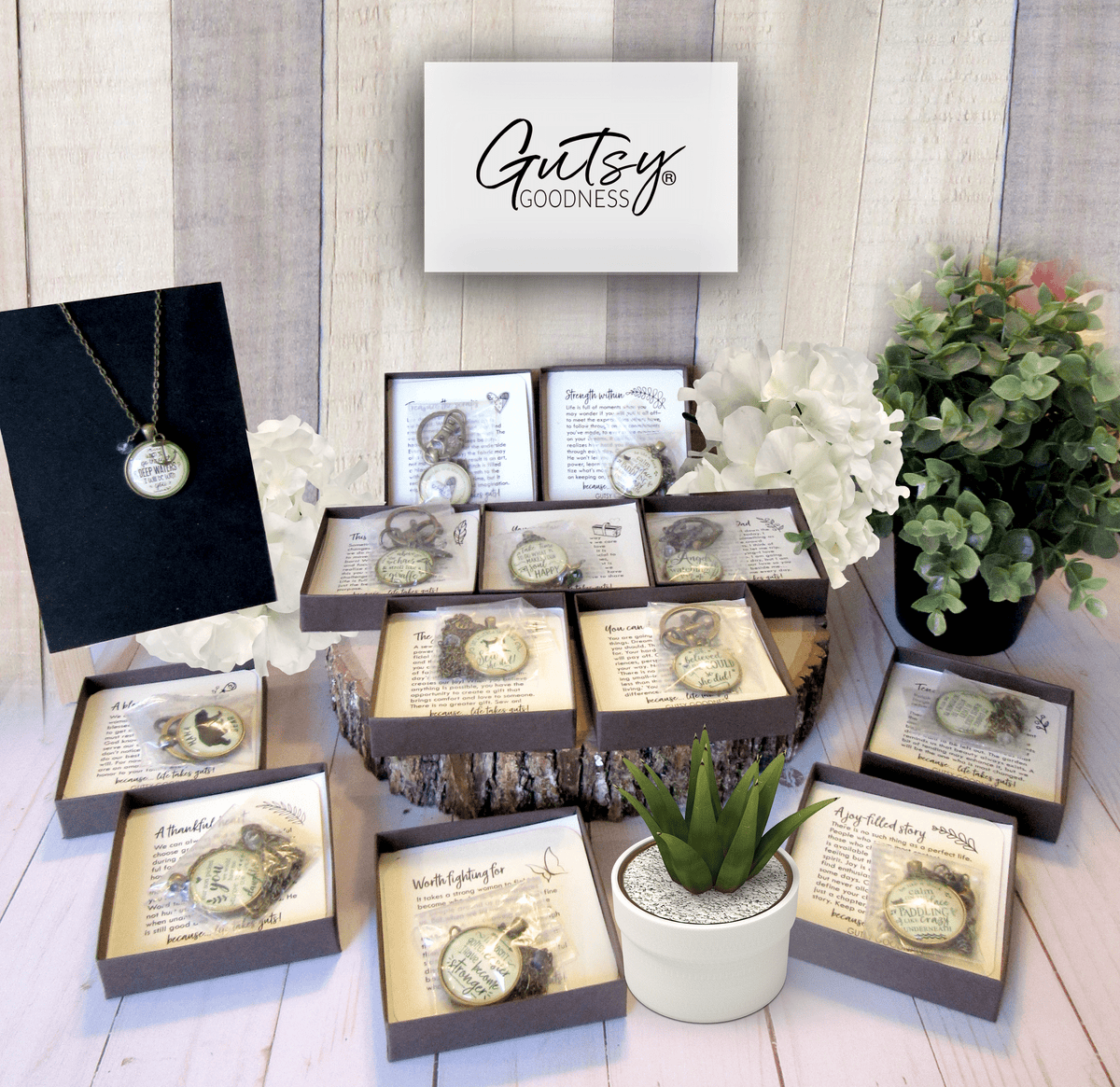 Starter Pack Faith Collection Handmade Necklaces Assortment Kit Encouragement Scripture Theme 12 Individual Gift Boxes - Gutsy Goodness