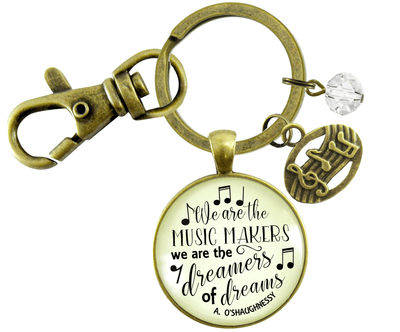 Musician Keychain We Are The Music Makers Musical Jewelry Retro Inspired Bronze Notes Charm - Gutsy Goodness Handmade Jewelry