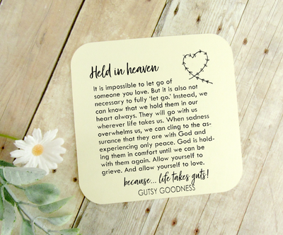 Gutsy Goodness Grandmother Memorial Necklace I Will Hold You In My Heart Grandma Jewelry Gift - Gutsy Goodness Handmade Jewelry