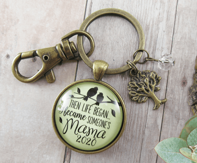 New Mom Keychain Then Life Began Mama 2020 Meaningful Mom Jewelry Gift - Gutsy Goodness Handmade Jewelry