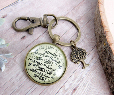 Serenity Prayer Keychain Grant Me Strength Jewelry Tree Of Life Charm Gift - Gutsy Goodness Handmade Jewelry