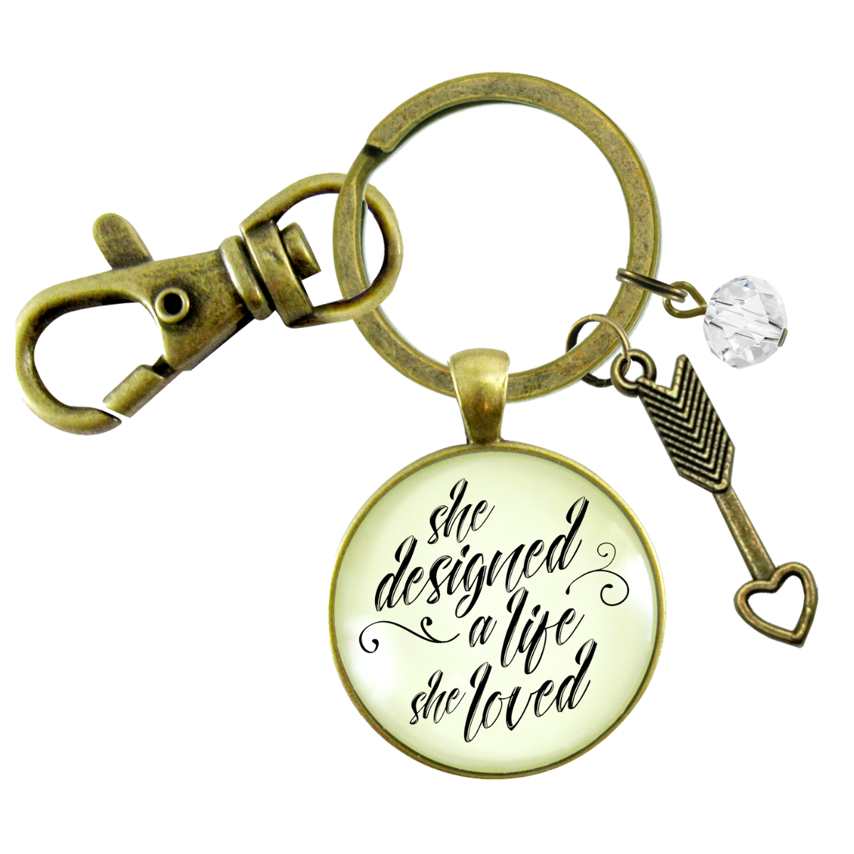 She Designed a Life She Loved Keychain Glam Quote Women Of Purpose Jewelry Brave Arrow  Keychain - Women - Gutsy Goodness Handmade Jewelry