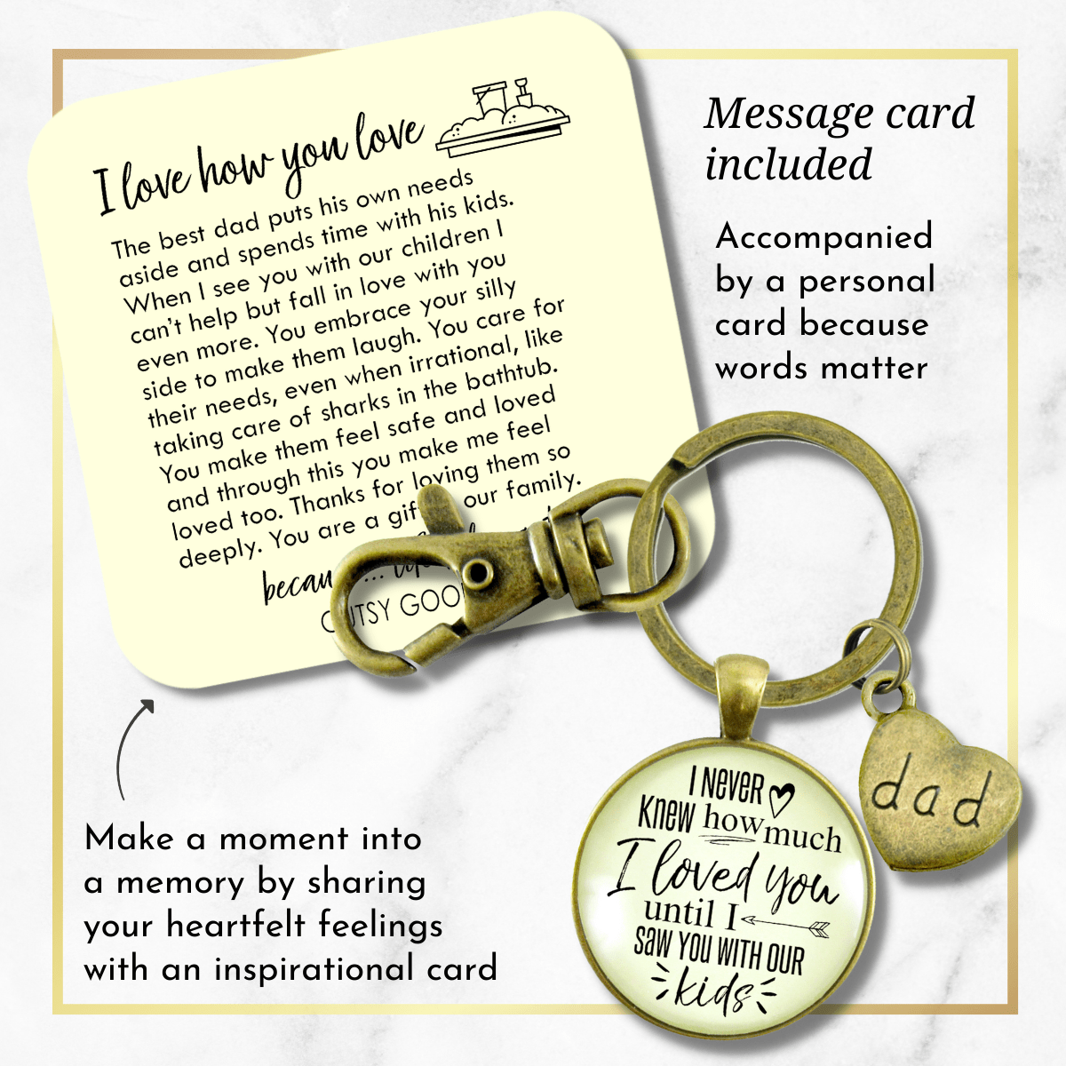 Keychain Husband Dad I Never Knew How Much I Loved You Until Kids Fatherhood Mens Gift Key Ring - Gutsy Goodness