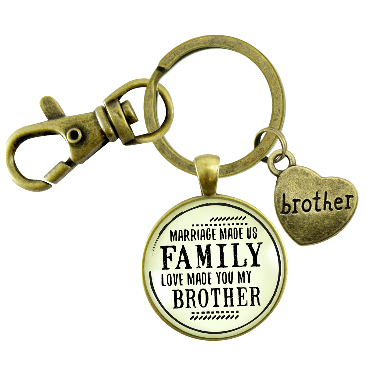 Brother In Law Step Keychain Marriage Made Us Family Rustic Bronze Wedding Favor Gift - Gutsy Goodness