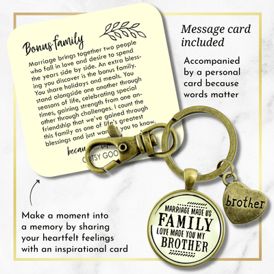 Brother In Law Step Keychain Marriage Made Us Family Rustic Bronze Wedding Favor Gift - Gutsy Goodness