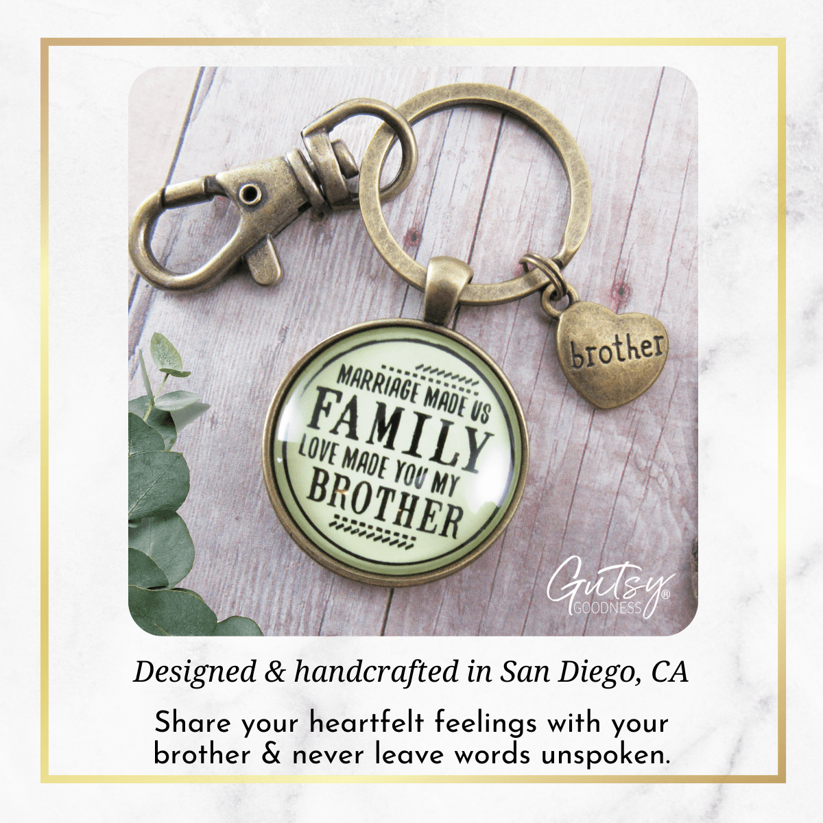 Brother In Law Step Keychain Marriage Made Us Family Rustic Bronze Wedding Favor Gift - Gutsy Goodness